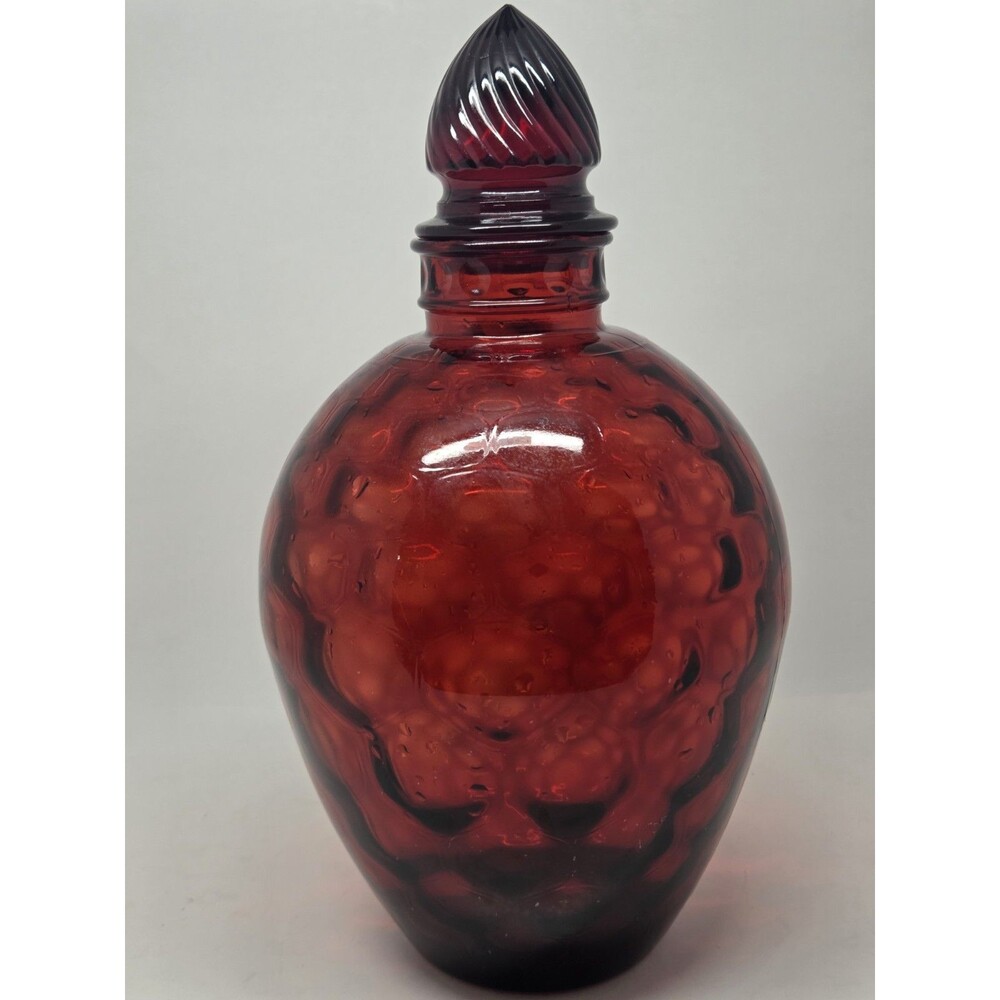 Wheaton Ware Ruby Red Inverted Honeycomb Thumb Print Decanter Bottle VTG